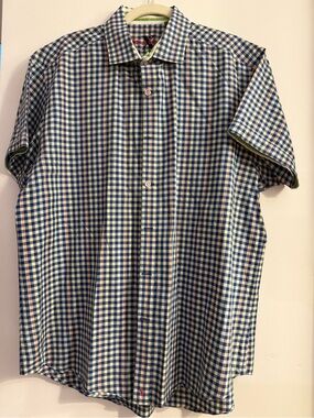 Robert Graham Short Sleeve Plaid Button Down Shirt Multicolor